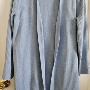 Talbots Blue Ribbed Cardigan - Length 36/12"-sleeve length 24"